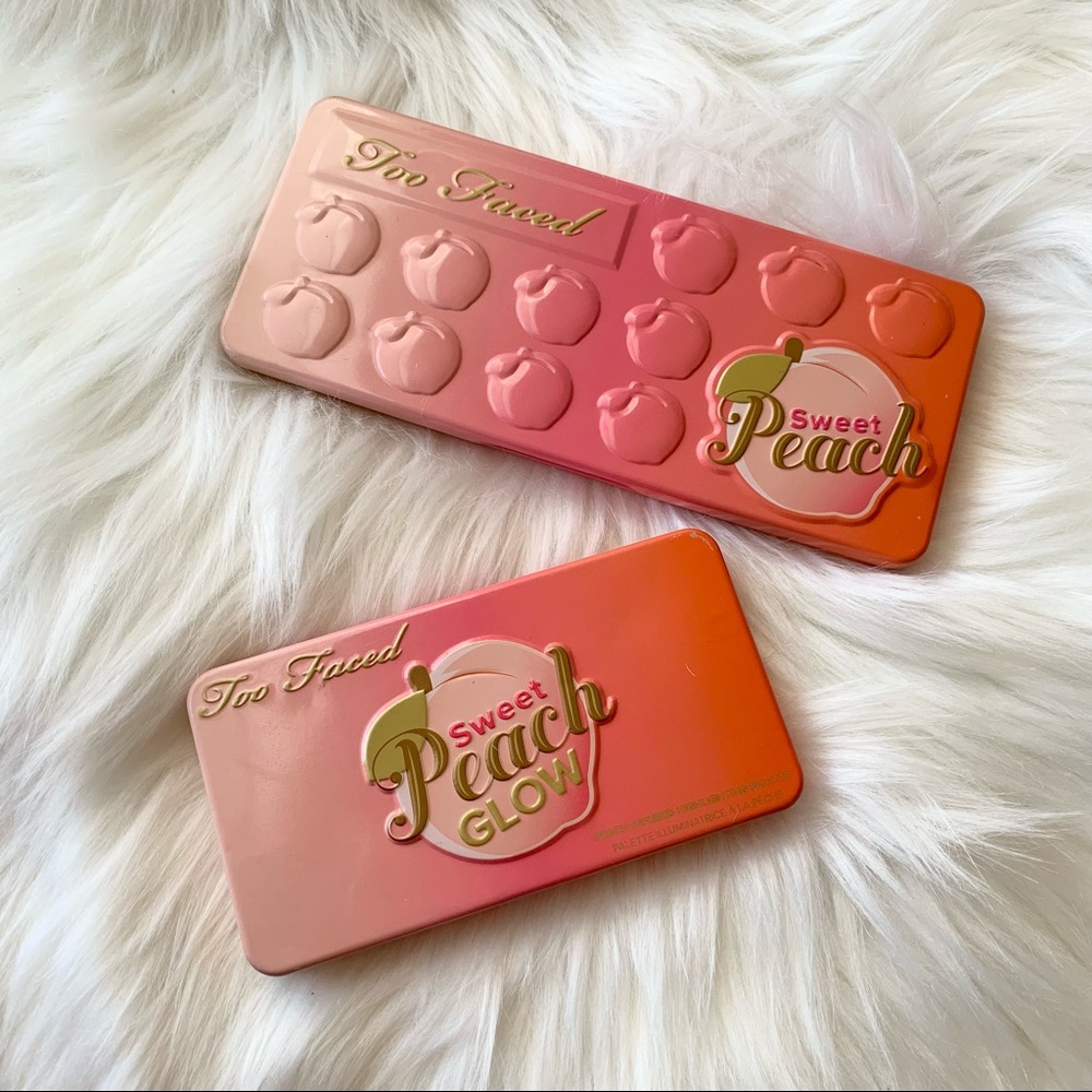 Used set of 2 Too Faced sweet peach eye palette and Sweet Peach Glow
